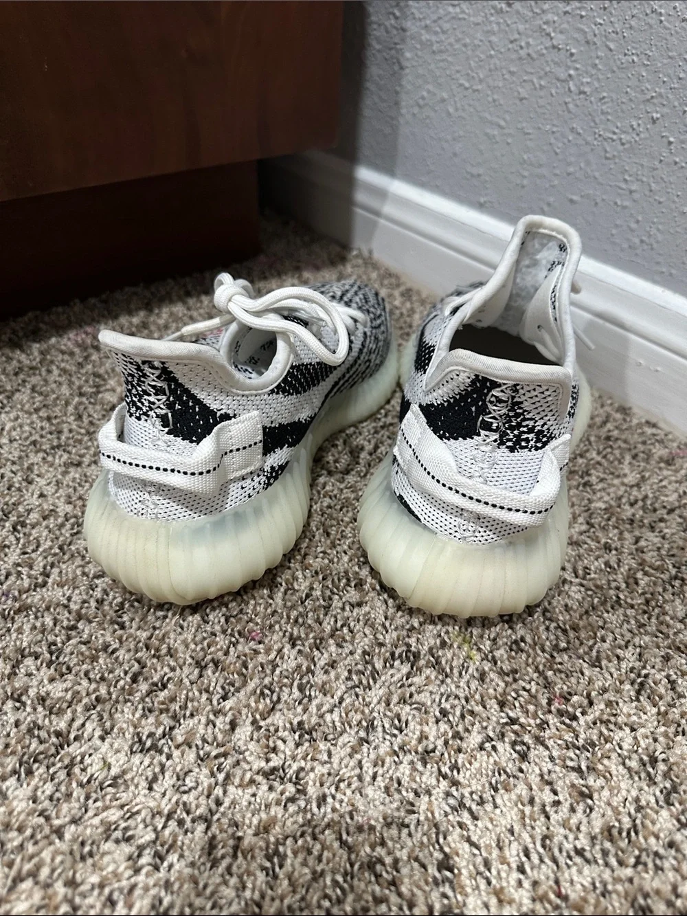 adidas Kids Black & White Patterned Knit Sneakers